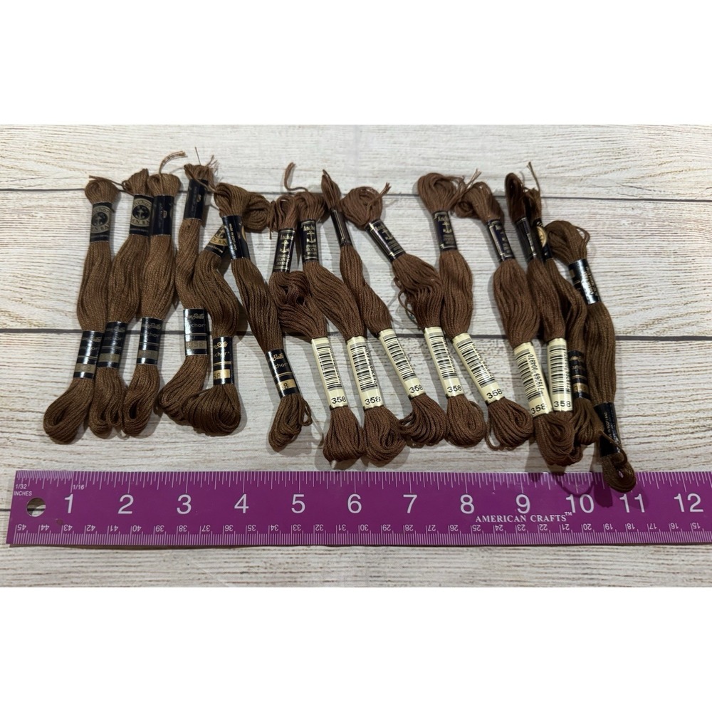 15 Anchor Threads 358 Embroidery Cross Stitch Needlepoint Thread Skeins T15